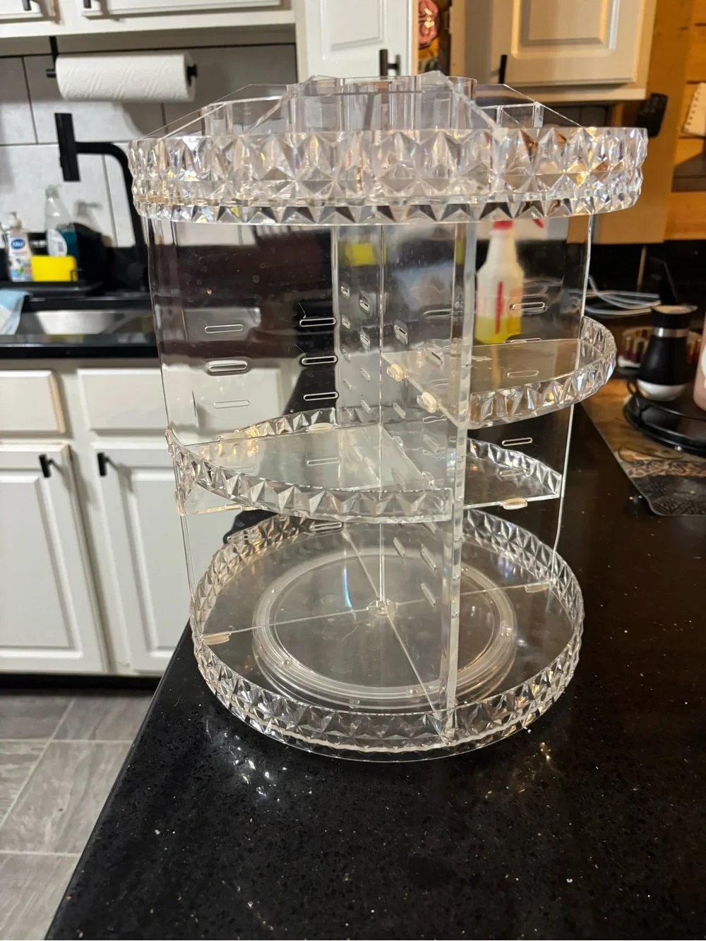 Clear Rotating Acrylic Makeup Organizer - 3-Tier Cosmetic Storage